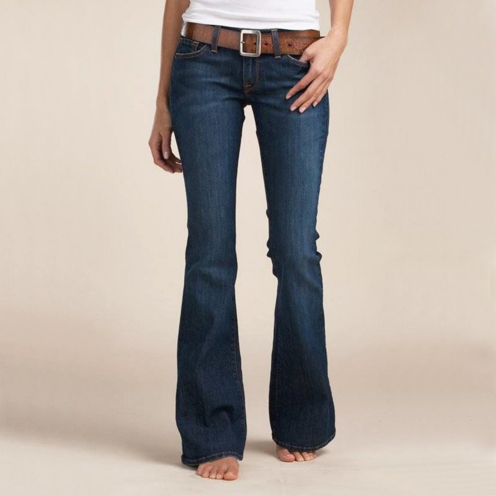 Lucky Brand Charlie Flare Dark Fade Stretch Denim Bohemian Hippie Jeans 8/29 R